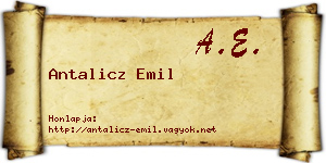 Antalicz Emil névjegykártya